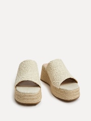 Linzi Cream Espresso Espadrille Mule Sandals - Image 3 of 5
