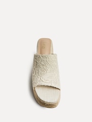 Linzi Cream Espresso Espadrille Mule Sandals - Image 4 of 5