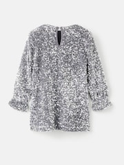 Mango Silver Long Sleeve Sequin Dress - Image 4 of 5