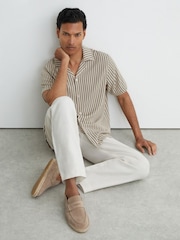 Reiss Stone Capri Suede Penny Loafer Espadrilles - Image 1 of 5