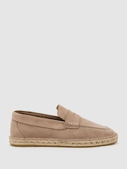 Reiss Stone Capri Suede Penny Loafer Espadrilles - Image 2 of 5