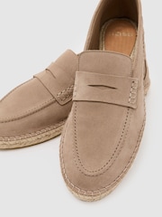 Reiss Stone Capri Suede Penny Loafer Espadrilles - Image 5 of 5