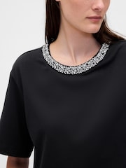 Gap Black Heavyweight Jewel-Neck Crop T-Shirt - Image 3 of 7