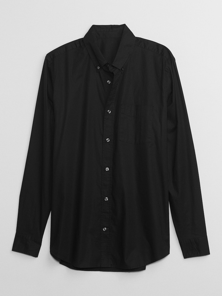 Gap Black Stretch Poplin Shirt in Standard Fit - Image 4 of 4 Gap Black Stretch Poplin Shirt in Standard Fit - Image 4 of 4