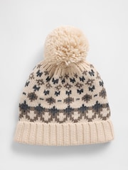 Cream - Gap Fair Isle Muster Beanie mit Pommel - Bild 1 von 1