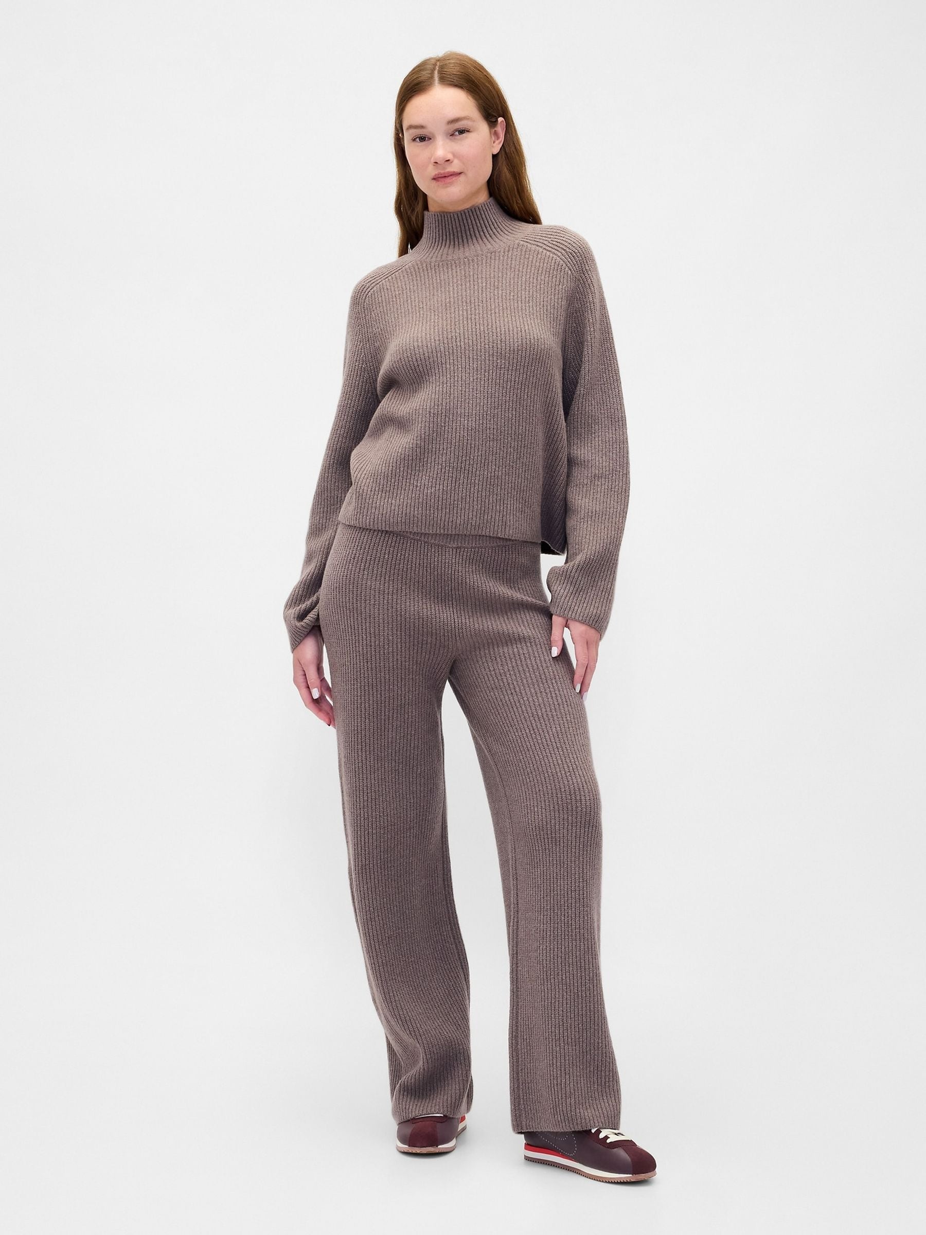 Buy Gap CashSoft Light Brown Shaker-Stitch Turtle Neck Jumper from