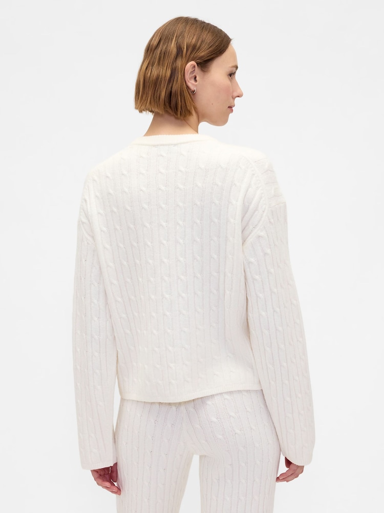 Gap White CashSoft Oversized Cable-Knit Crew neck Jumper - Image 2 of 4