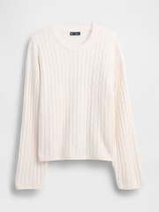 Gap White CashSoft Oversized Cable-Knit Crew neck Jumper - Image 4 of 4