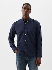 Gap Navy Blue Stretch Poplin Shirt in Standard Fit - Image 1 of 3