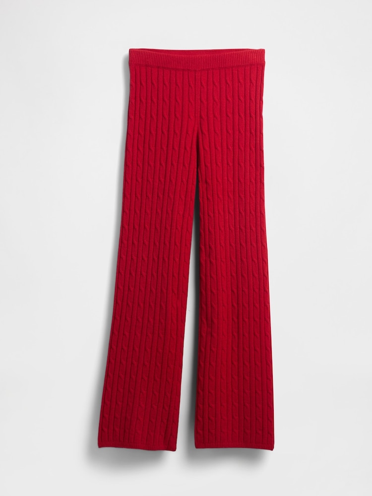 Gap Red CashSoft Cable Knit Joggers - Image 1 of 2 Gap Red CashSoft Cable Knit Joggers - Image 1 of 2