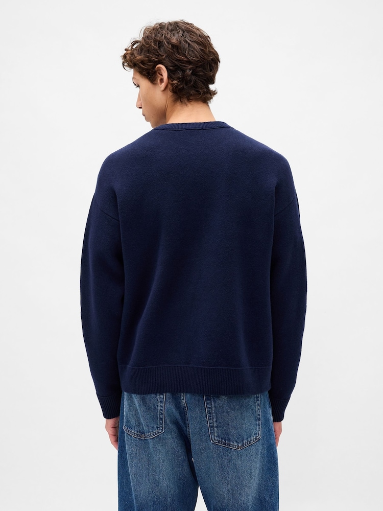 Gap Navy Blue Heavyweight CashSoft Crew Neck Jumper - Image 2 of 3 Gap Navy Blue Heavyweight CashSoft Crew Neck Jumper - Image 2 of 3