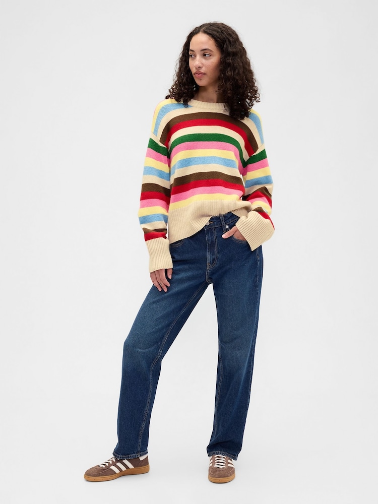 Gap Multi CashSoft Relaxed Crew Neck Longline Jumper - Image 1 of 1 Gap Multi CashSoft Relaxed Crew Neck Longline Jumper - Image 1 of 1