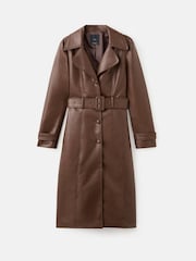 Mango Brown Fur Collar Faux Leather Coat - Image 6 of 6