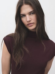 Mango Red Perkins-Neck Knitted Dress - Image 2 of 5