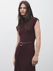 Mango Red Perkins-Neck Knitted Dress - Image 4 of 5