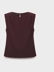 Mango Brown Ruched Blouse With Shoulder Pads - Image 5 of 6
