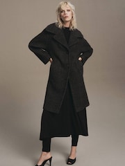 Mango Grey Checked Wool-Blend Coat - Image 1 of 4