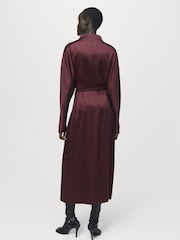 Mango Red Belted Satin Dress - Image 2 of 7