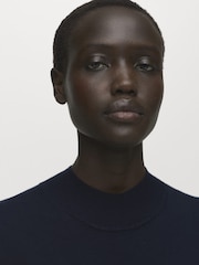 Mango Blue Perkins-Neck Knitted Dress - Image 5 of 7