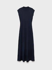 Mango Blue Perkins-Neck Knitted Dress - Image 6 of 7