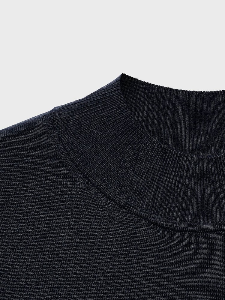 Mango Blue Perkins-Neck Knitted Dress - Image 7 of 7 Mango Blue Perkins-Neck Knitted Dress - Image 7 of 7