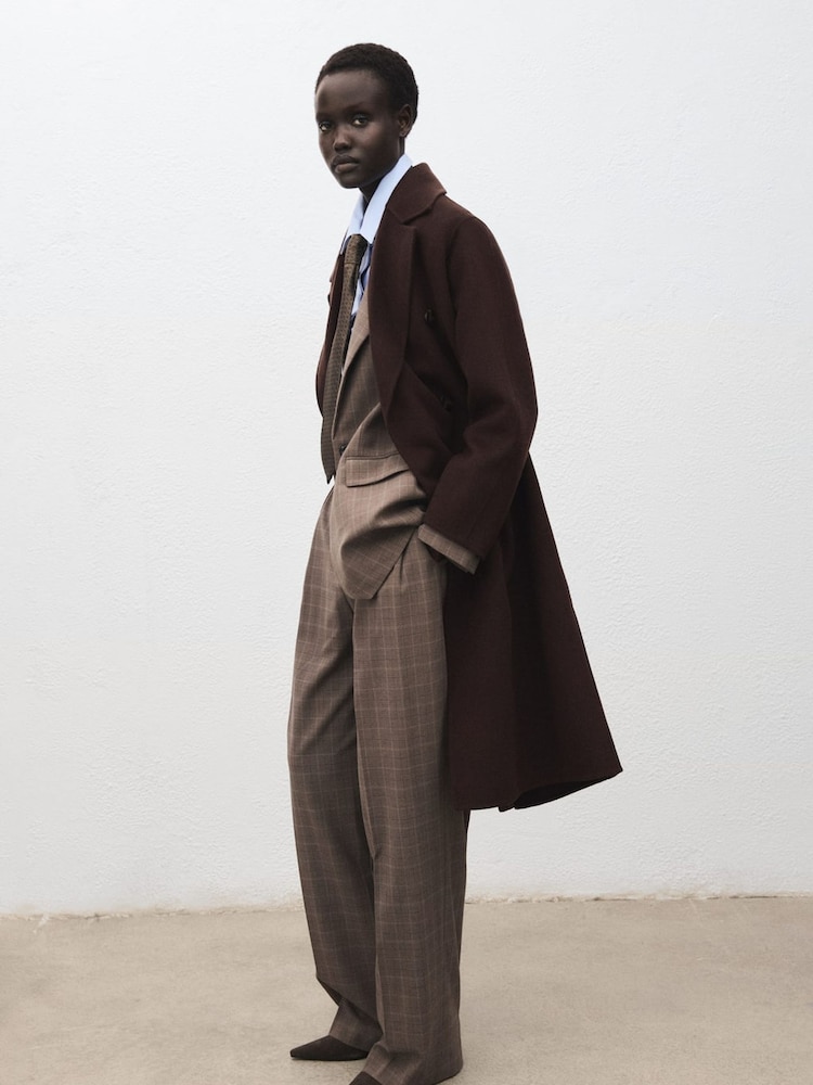 Mango Brown Handmade Oversized Wool Coat - Image 1 of 7 Mango Brown Handmade Oversized Wool Coat - Image 1 of 7