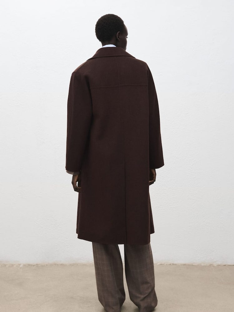 Mango Brown Handmade Oversized Wool Coat - Image 2 of 7 Mango Brown Handmade Oversized Wool Coat - Image 2 of 7