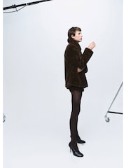 Mango Brown Leopard Print Faux Fur Jacket - Image 1 of 6