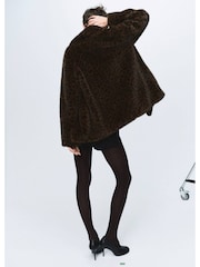 Mango Brown Leopard Print Faux Fur Jacket - Image 2 of 6