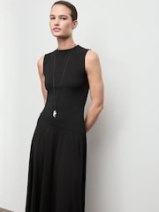 Mango Black Pleated A-Line Dress - Image 3 of 7