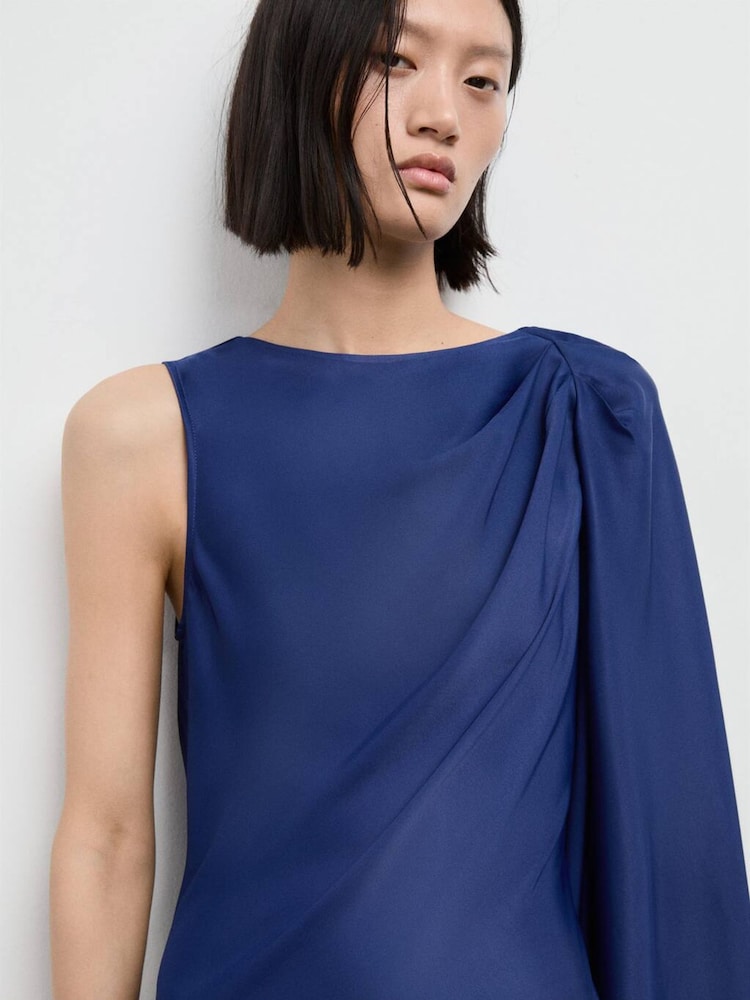 Buy Mango Blue Asymmetrical Satin Dress from the Next UK online shop Buy Mango Blue Asymmetrical Satin Dress from the Next UK online shop