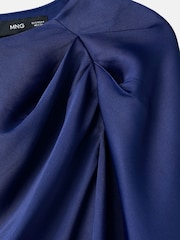 Mango Blue Asymmetrical Satin Dress - Image 7 of 7