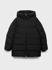 Mango Black Hood Quilted Coat - Image 5 of 6