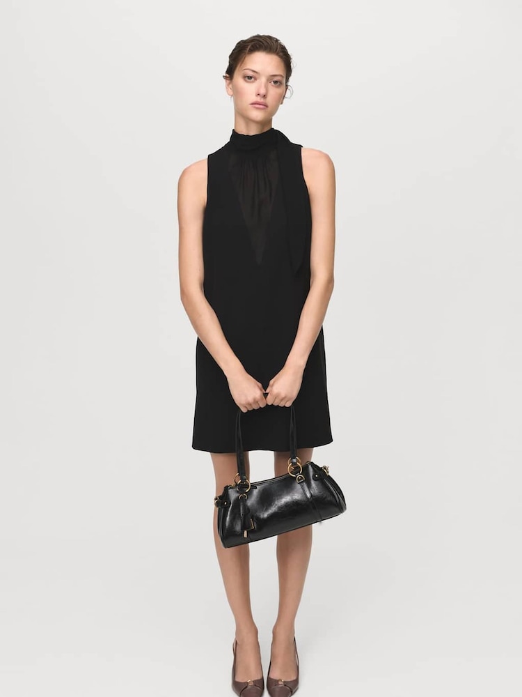 Mango Black Bow Cut-Out Detail Dress - Image 2 of 6