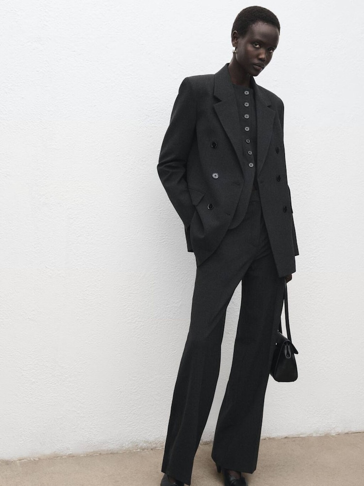 Mango Blue Double-Breasted Suit Jacket - Image 1 of 7
