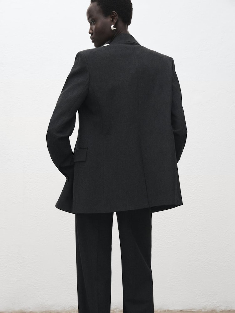 Mango Blue Double-Breasted Suit Jacket - Image 2 of 7 Mango Blue Double-Breasted Suit Jacket - Image 2 of 7