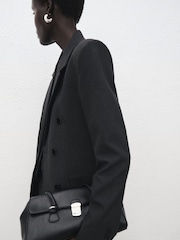 Mango Blue Double-Breasted Suit Jacket - Image 3 of 7