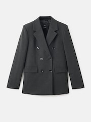 Mango Blue Double-Breasted Suit Jacket - Image 7 of 7