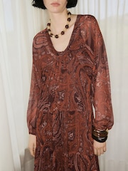 Mango Red Paisley-Print Oversized Dress - Image 3 of 6