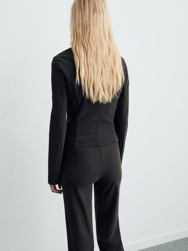 Mango Grey Tailored Cropped Suit Jacket - Image 2 of 6