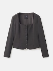 Mango Grey Tailored Cropped Suit Jacket - Image 5 of 6