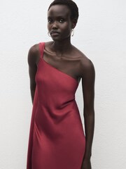 Mango Red Asymmetrical Satin Dress - Image 3 of 7