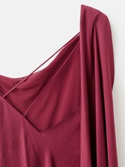 Mango Red Asymmetrical Satin Dress - Image 7 of 7