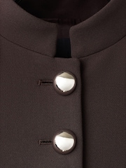 Mango Brown Jacket With Jewel-Button Strip Collar - Image 6 of 6