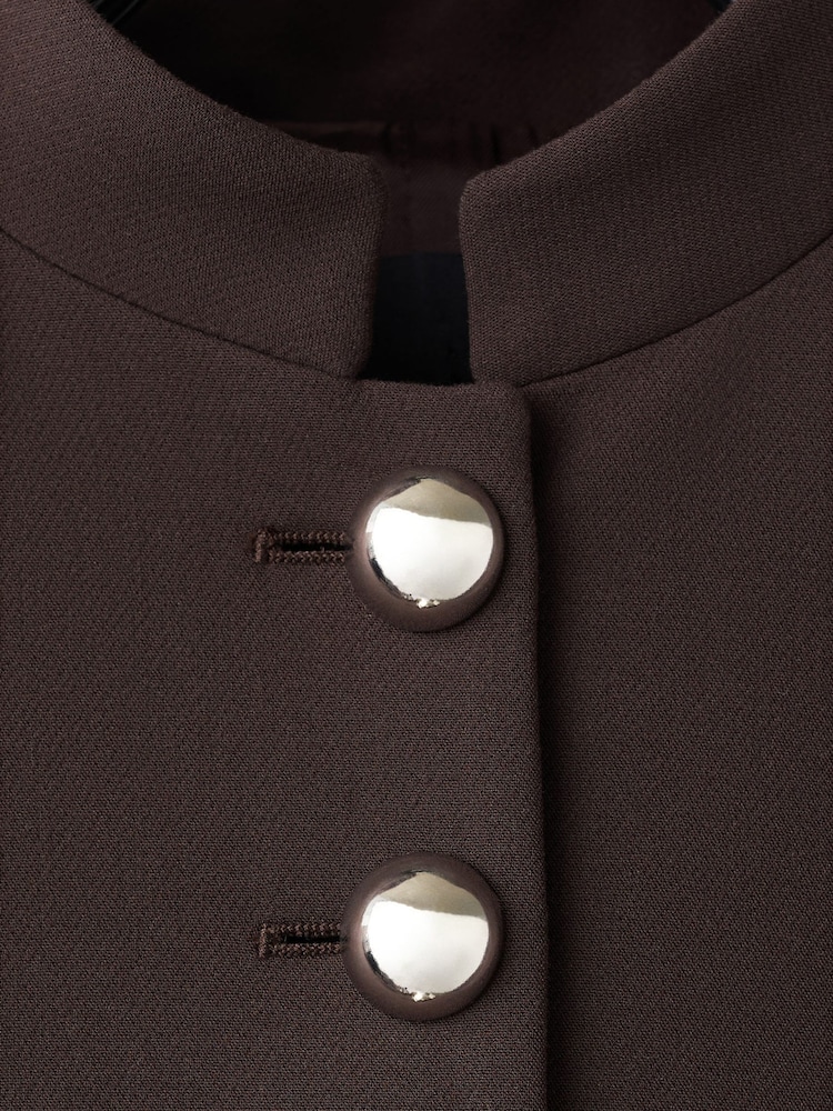 Mango Brown Jacket With Jewel-Button Strip Collar - Image 6 of 6
