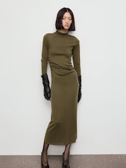 Mango Green High Neck Knitted Dress - Image 1 of 6