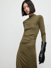 Mango Green High Neck Knitted Dress - Image 3 of 6