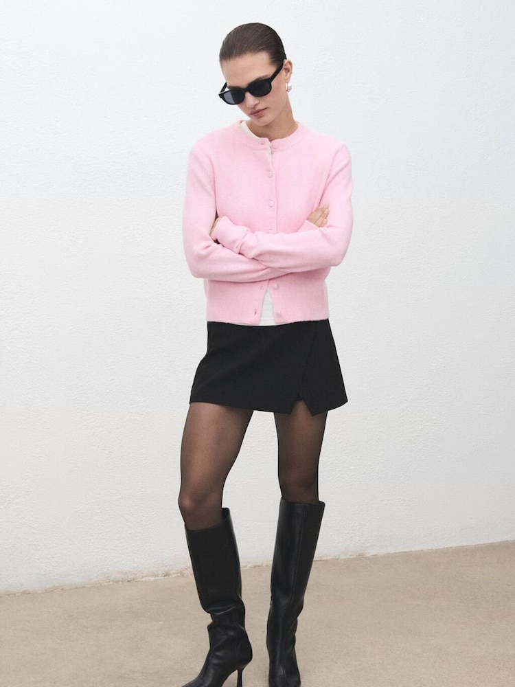 Mango Pink Long Sleeve Crew Neck Cardigan - Image 2 of 6 Mango Pink Long Sleeve Crew Neck Cardigan - Image 2 of 6
