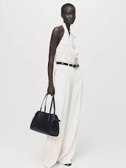 Mango White Satin Halter Neck Draped Blouse - Image 2 of 7