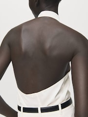 Mango White Satin Halter Neck Draped Blouse - Image 5 of 7